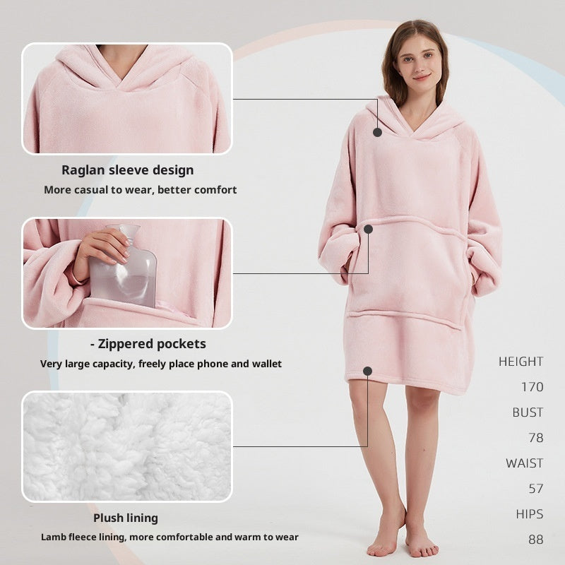 Thickened Casual Long-sleeve Zippered Blanket Loungewear