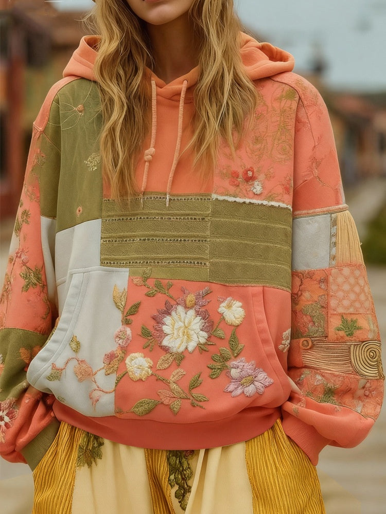 Women's Casual Hooded Long-Sleeve Pullover With Regular Fit And Digital Print