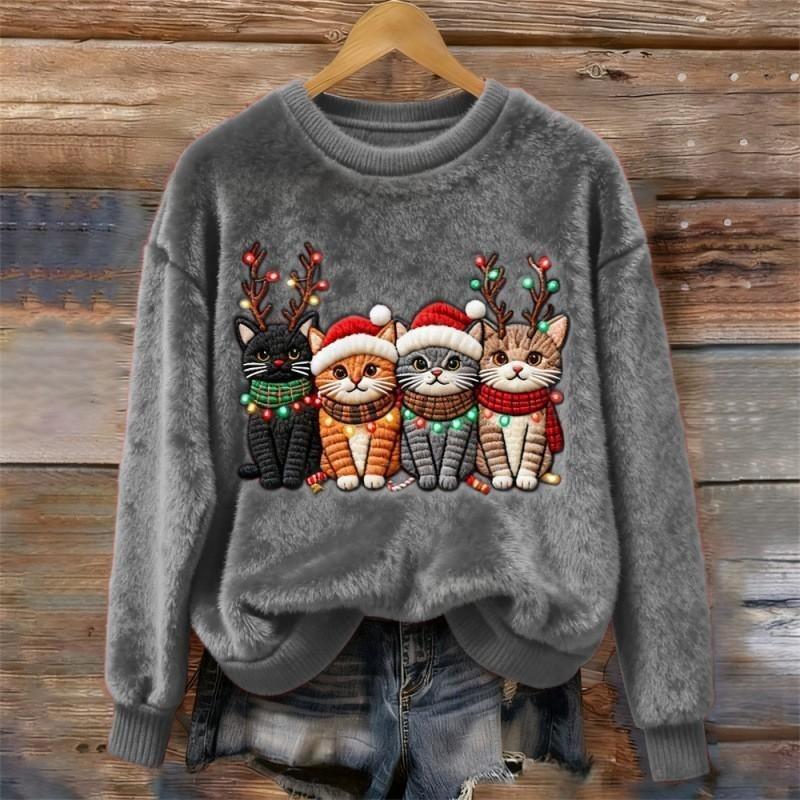 Women's Round-neck Sweatshirt With Faux Fur For Autumn And Winter