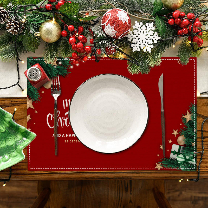 Christmas Linen Placemat Holiday Blessing Letters