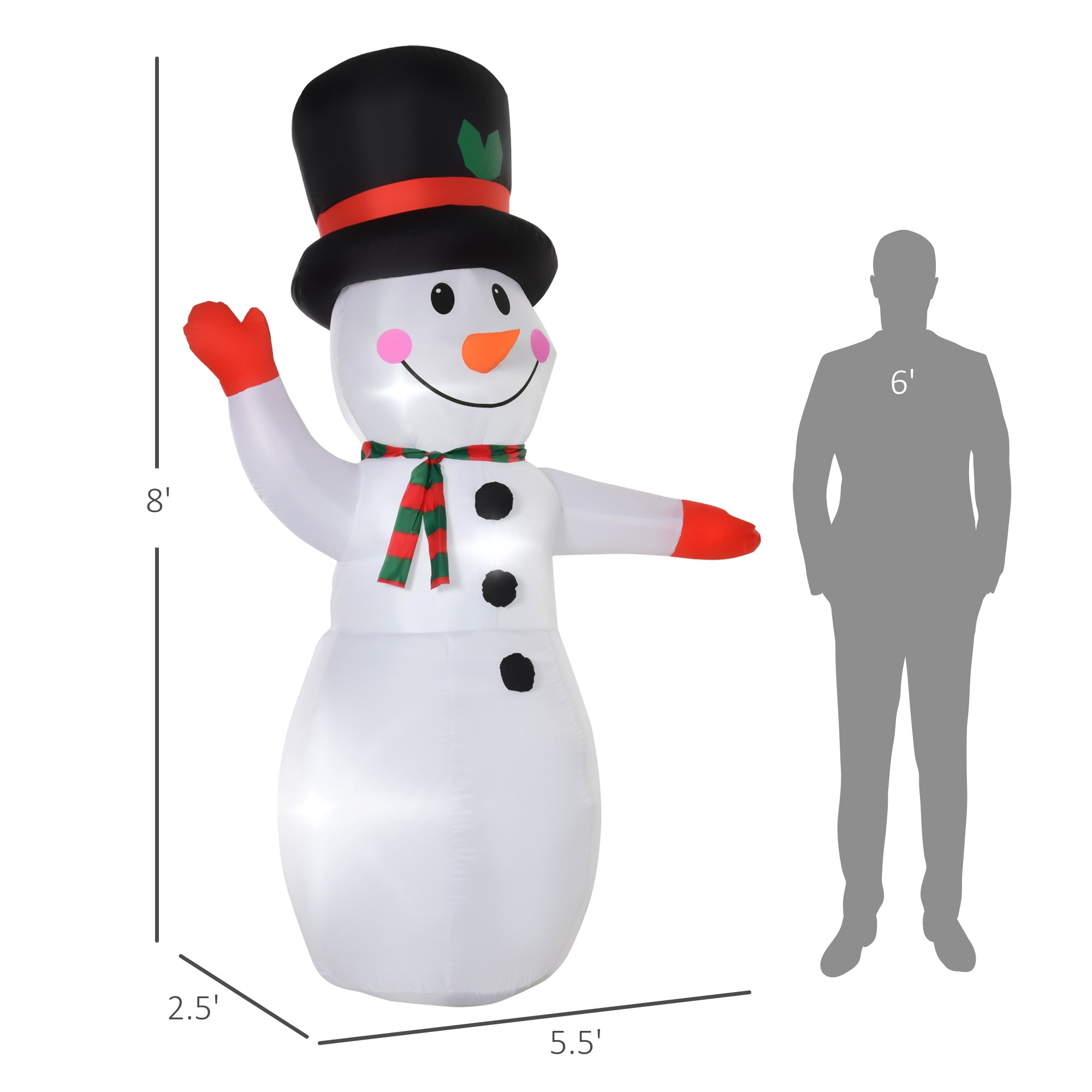 8’ Christmas Inflatables Outdoor Decorations Snowman
