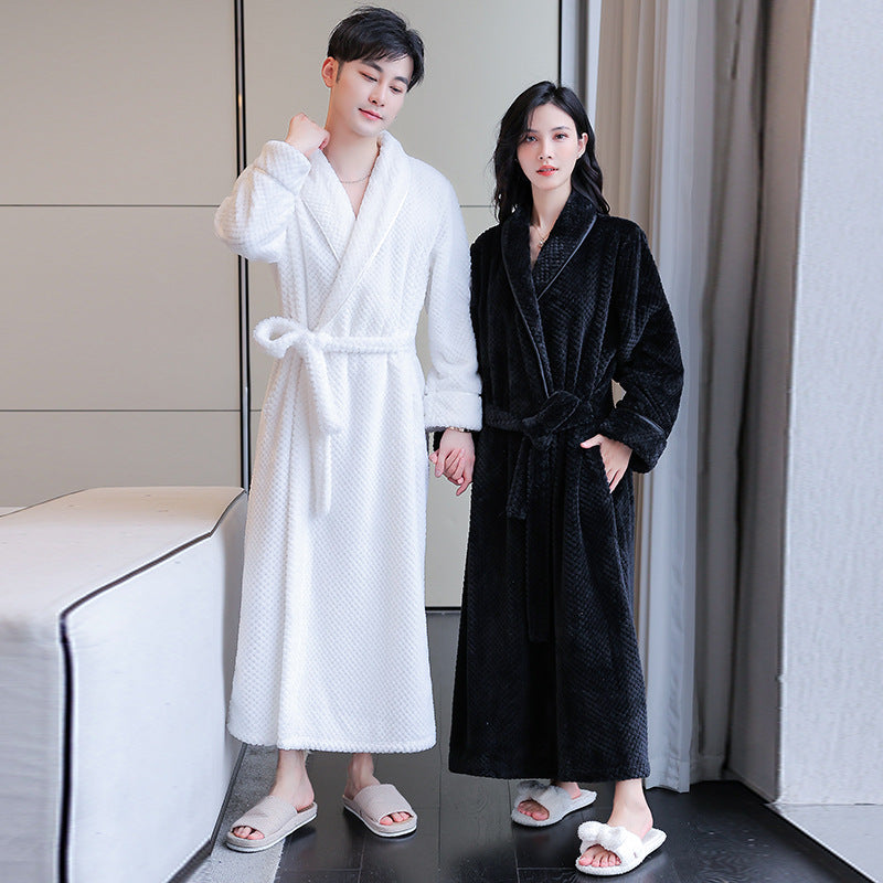 Long Bathrobe Flannel Pajamas For Couples Women's