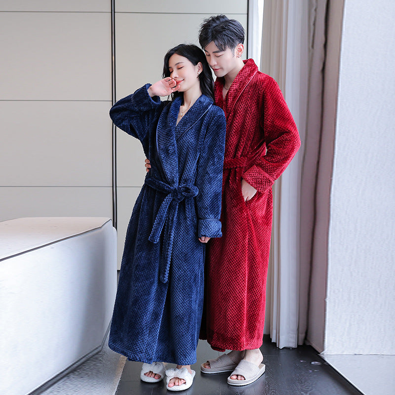 Long Bathrobe Flannel Pajamas For Couples Women's