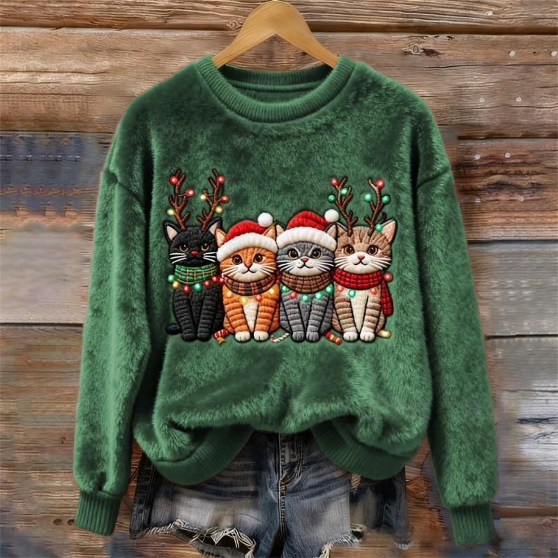 Women's Round-neck Sweatshirt With Faux Fur For Autumn And Winter