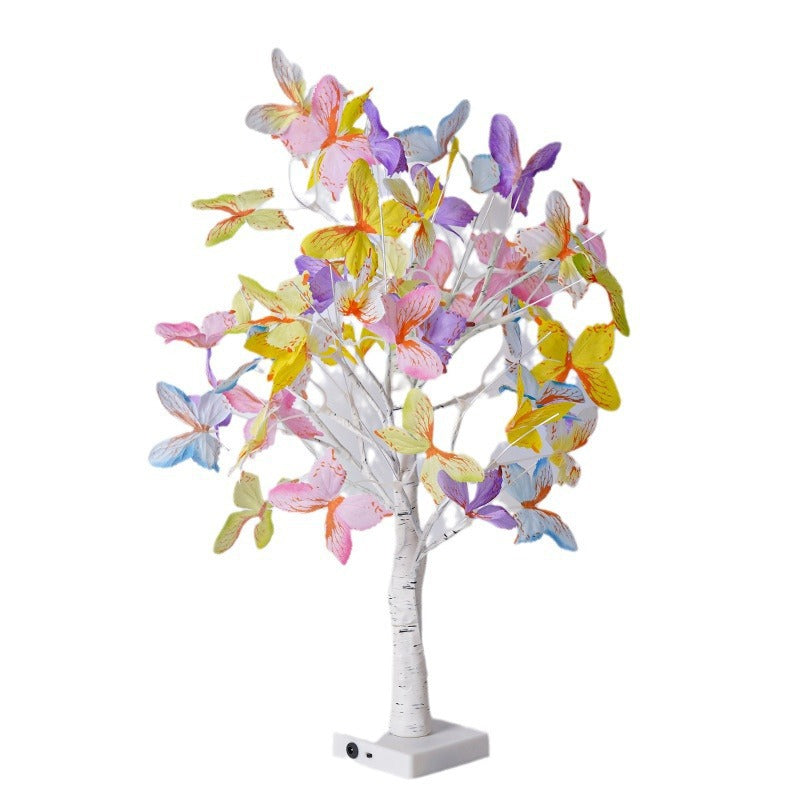 LED Colorful Butterfly Birch Tree Light Christmas-themed Decorative Lamp Holiday Atmosphere Enhancer
