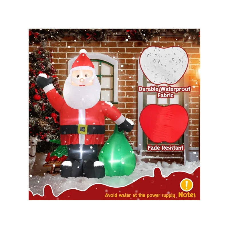 6 FT Lighted Christmas Inflatable Decoration, Inflatable Santa Claus With Large Gift Bag, Funny Blow Up Yard Decorations With Built-in LED Lights For Holiday Party Front Yard Lawn Garden Decor