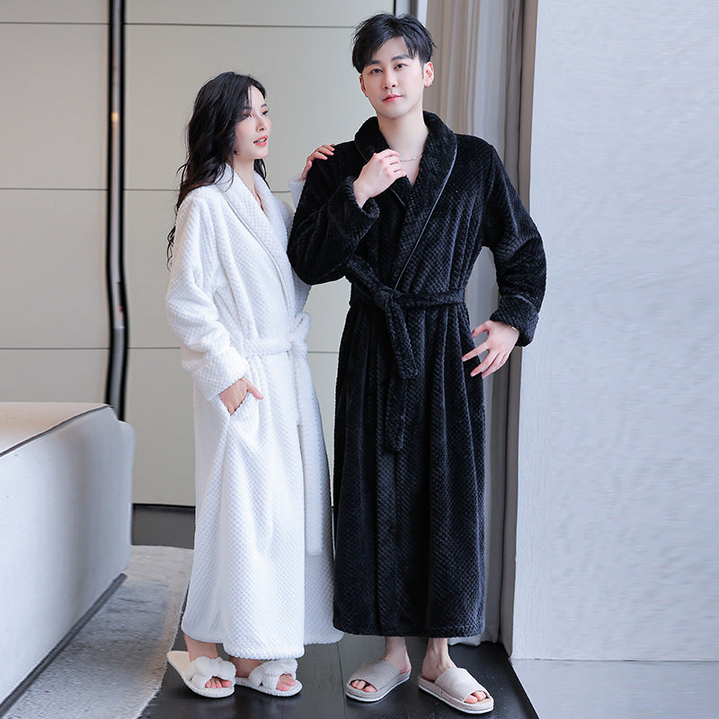 Long Bathrobe Flannel Pajamas For Couples Women's