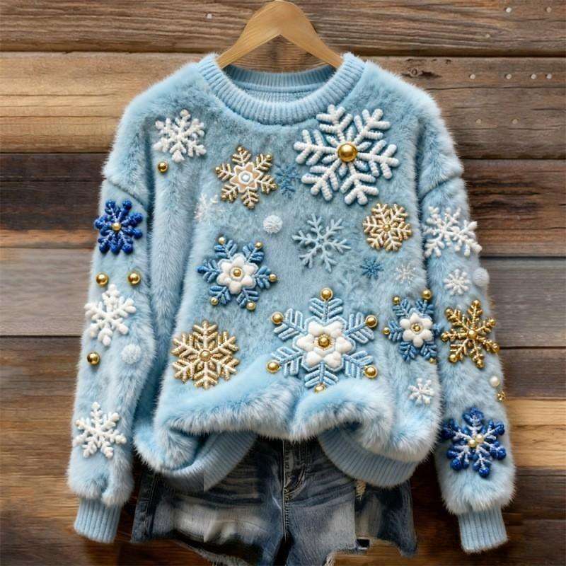 Women's Round-neck Sweatshirt With Faux Fur For Autumn And Winter