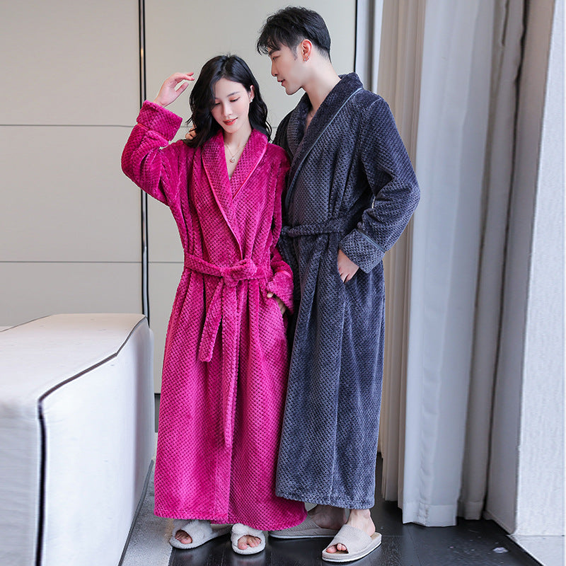 Long Bathrobe Flannel Pajamas For Couples Women's