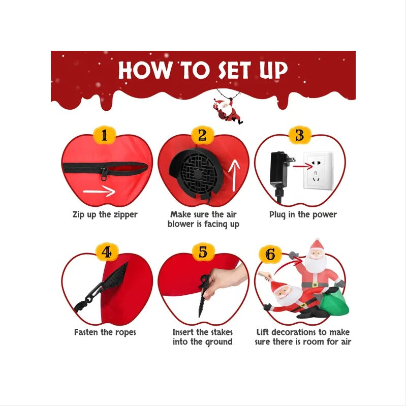 6 FT Lighted Christmas Inflatable Decoration, Inflatable Santa Claus With Large Gift Bag, Funny Blow Up Yard Decorations With Built-in LED Lights For Holiday Party Front Yard Lawn Garden Decor